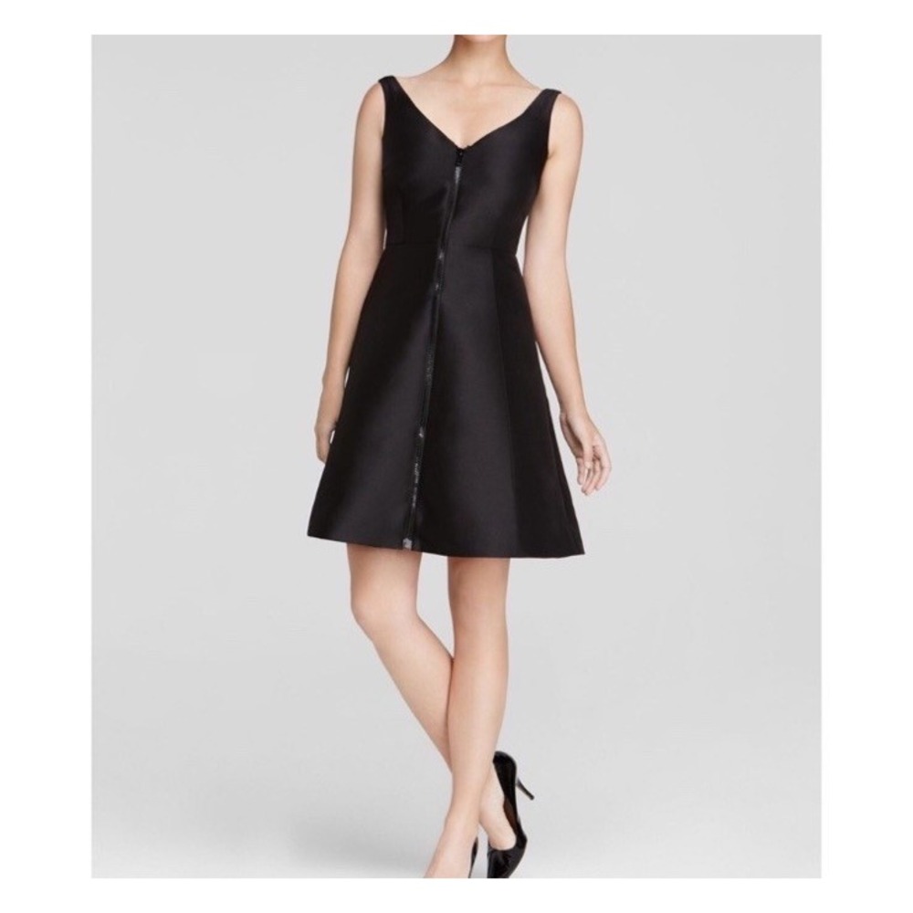 Kate Spade Zip Up front Black‎ fit flare Dress Size 4